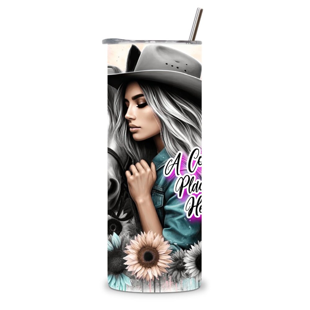 Custom Tumbler- A Cowgirls place is on Her Horse